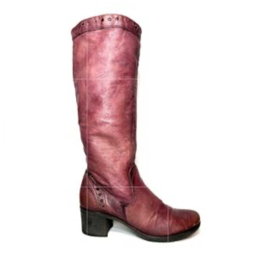 MJUS genuine Italian leather Women's Burgundy Leather Knee-High Boots